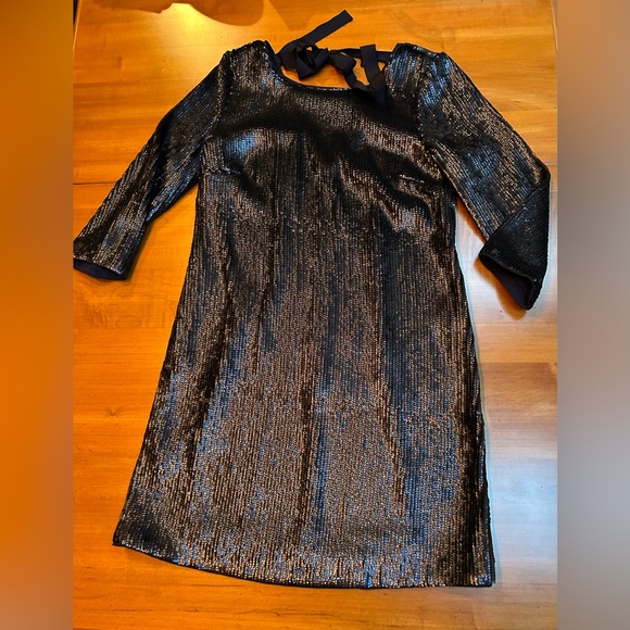 J. Crew, NWT, Sequined Sheath Mini Dress. Navy. Size 2 - Picture 4 of 9